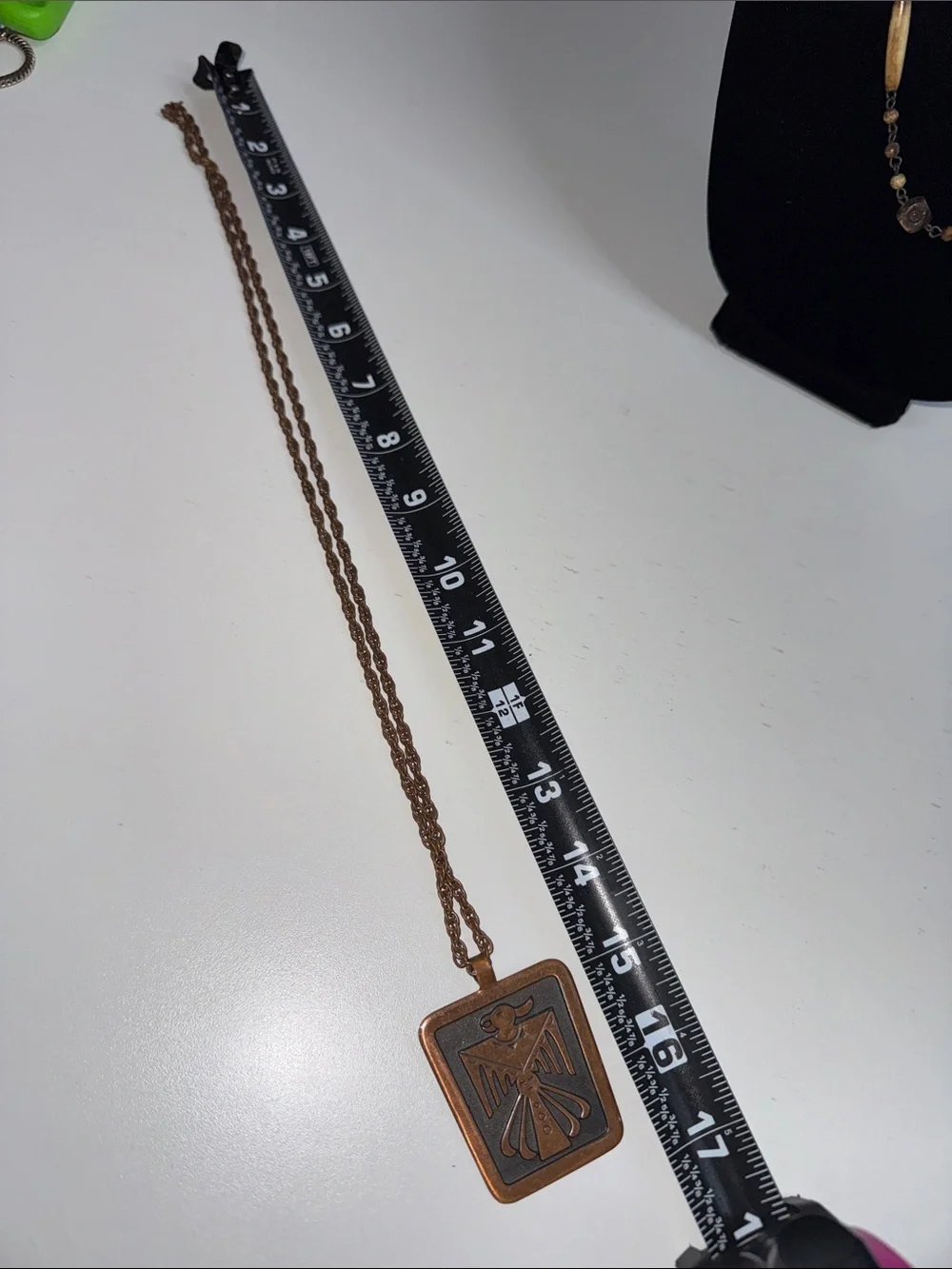 Vintage Solid Copper Thunderbird Pendant Necklace Southwestern Tribal Boho